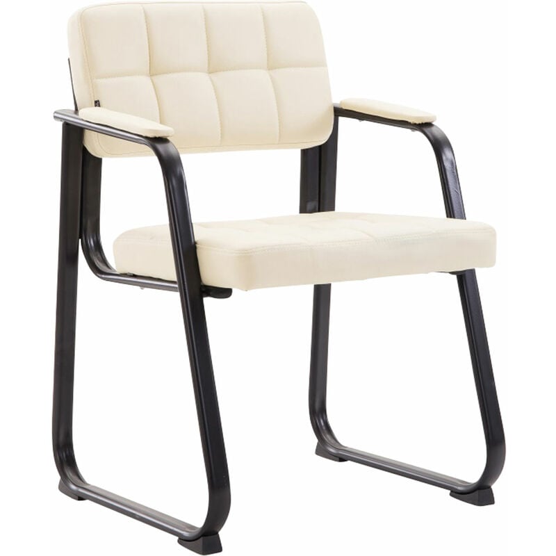 Chaise invitée élégante en cuir eco en attente d'attente rembourrée avec divers accoudoirs Couleur : Crème