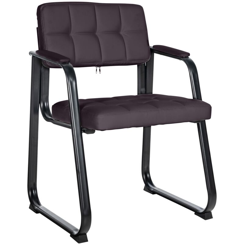 Chaise invitée élégante en cuir eco en attente d'attente rembourrée avec divers accoudoirs Couleur : marron