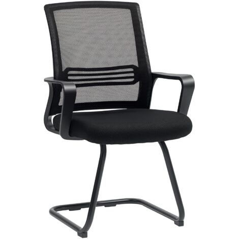 Chaise de visiteur - chaise de bureau design ergonomique - polyester maille noir