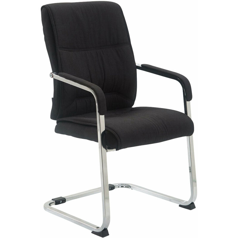 Décoshop26 - Chaise de visiteur xxl sans roulettes confortable et design en tissu noir BUR10694