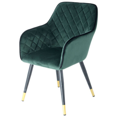 Chaise Déco en Velours "Amino" 86cm Vert & Noir