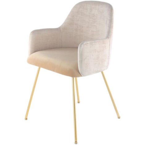Chaise Déco en Velours "Richard" 85cm Ivoire & Beige