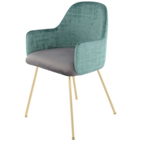 Chaise Déco en Velours "Richard" 85cm Vert & Gris