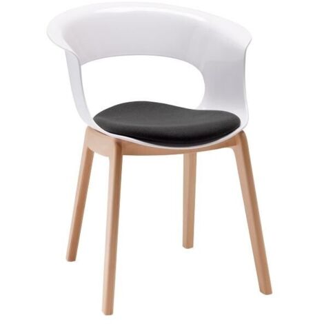 Chaise design avec pieds bois - NATURAL MISS B Antishock avec coussin - déco originale