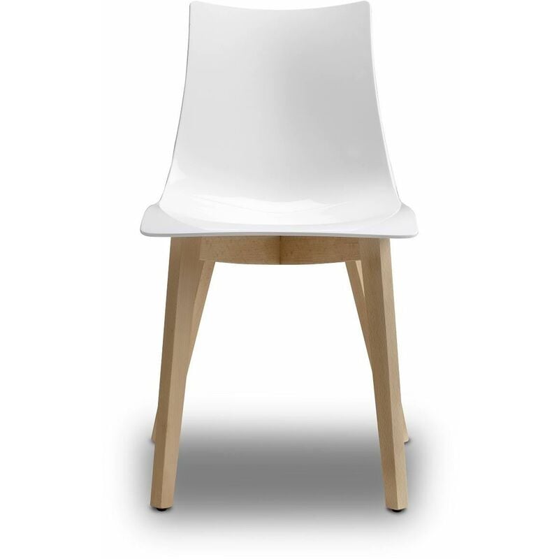 Chaise design avec pieds bois naturel - natural zebra Antishock - Vendu à l'unité - déco originale - Blanc