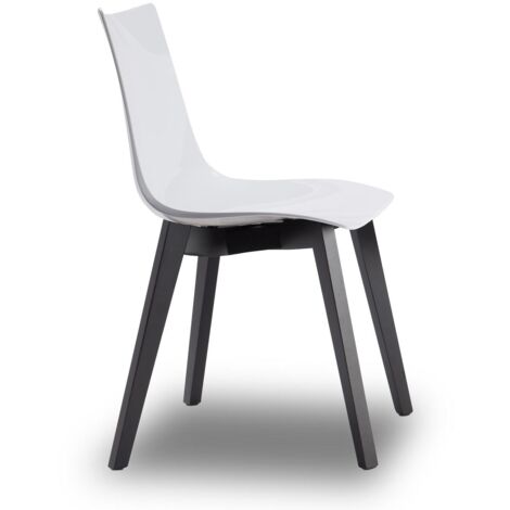 Chaise design avec pieds bois wengé - NATURAL ZEBRA Antishock blanche - Vendu à l'unité - déco originale