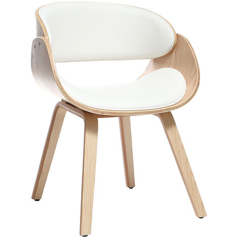 Chaise design blanc et bois clair BENT
