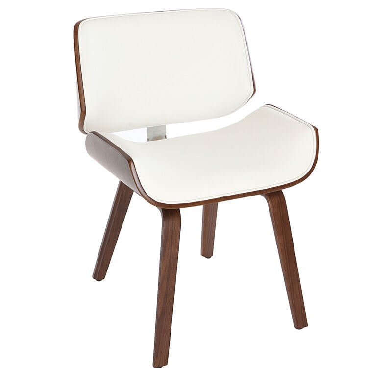 Miliboo - Chaise design blanc et bois foncé rubbens