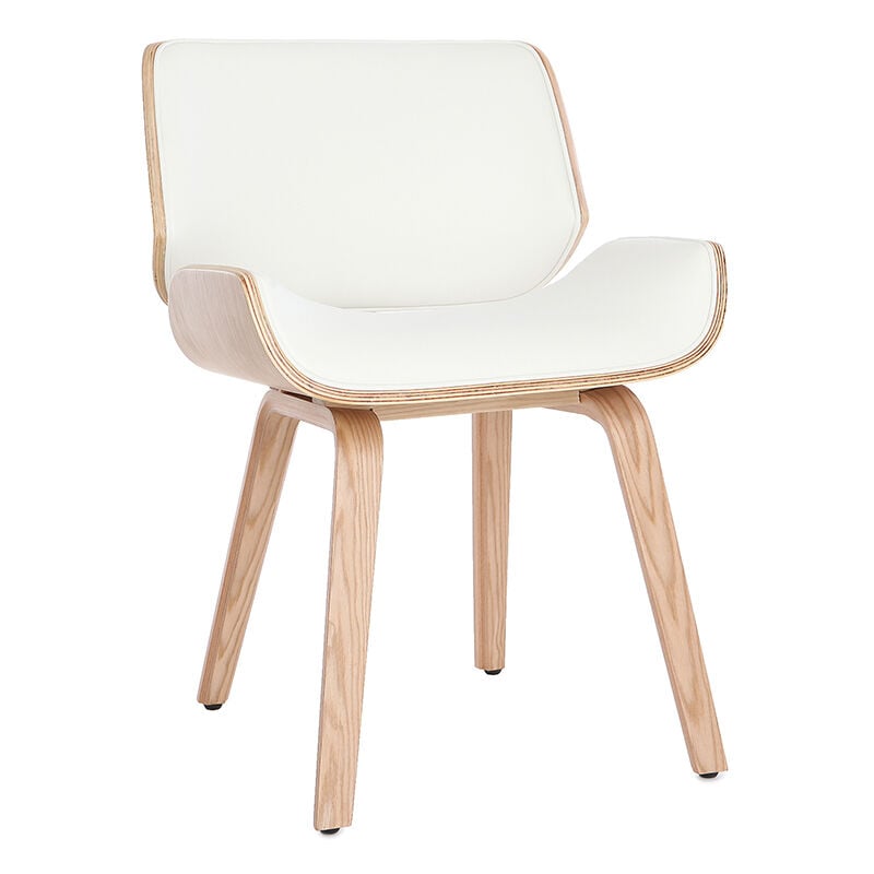 Chaise design blanc et bois clair RUBBENS