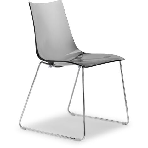 Chaise design, Chaise Zebra antishock pieds luge Gris Transparent en Plastique, Scab design