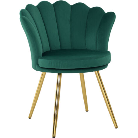 Chaise design coquillage LITTA velours bleu