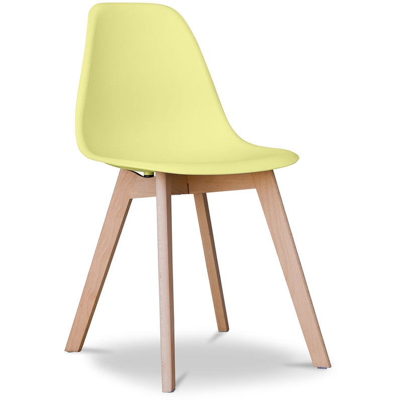 Chaise à Manger Denisse Style Scandinave Premium Design Jaune pâle Bois, PP