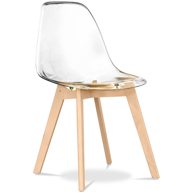 scandinavian style - chaise de salle à manger transparente - style scandinave - lucy transparent - bois de hêtre, pc - transparent