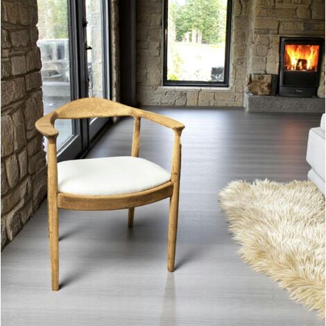 Chaise design en bouclette écrue PALERME