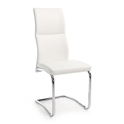 Chaise design en éco-cuir blanc THELMA 44x58x h104 cm