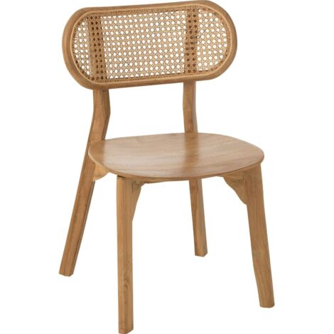 Chaise design en teck naturel assise confortable dossier ajouré - Teck naturel clair et beige