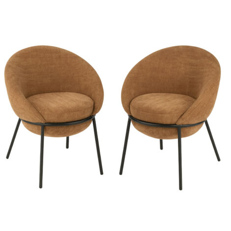 Chaise design en tissu texturé terracotta et métal noir - EGYZ