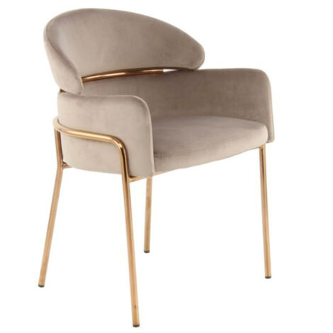 Chaise Design en Velours "Corey" 79cm Taupe