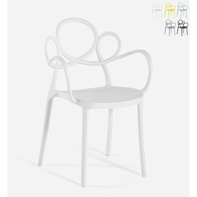 Ahd Amazing Home Design - Chaise design moderne élégante en polypropylène avec accoudoirs Derby Couleur: Blanc