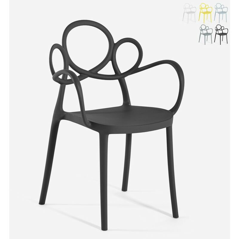 Ahd Amazing Home Design - Chaise design moderne élégante en polypropylène avec accoudoirs Derby Couleur: Noir