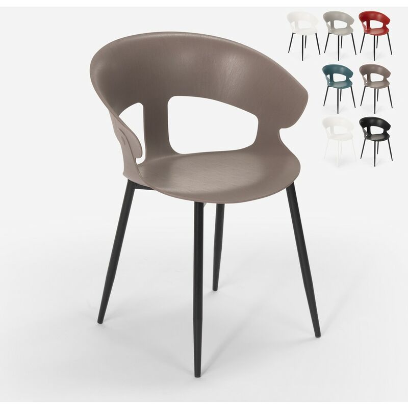 Chaise design moderne en métal polypropylène pour cuisine bar restaurant Evelyn Couleur: Gris foncé