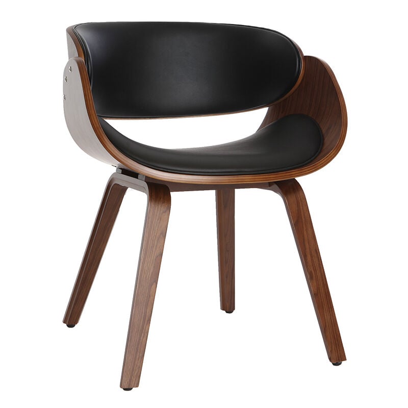 Miliboo - Chaise design noir et bois foncé noyer bent