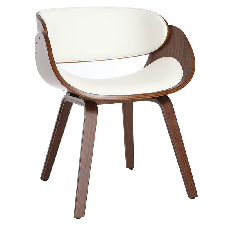 Miliboo - Chaise design blanc et bois foncé noyer bent