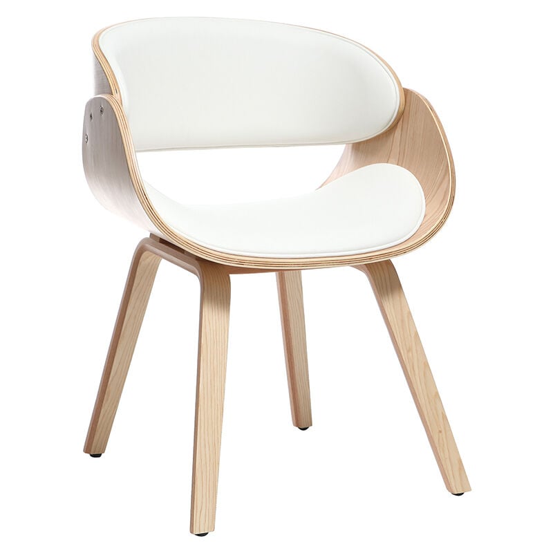 Chaise design blanc et bois clair bent
