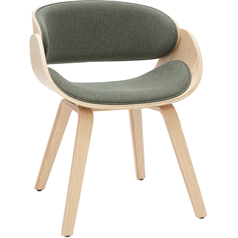 Miliboo - Chaise design en tissu vert kaki et bois clair bent Miliboo - Chaise design en tissu vert kaki et bois clair bent
