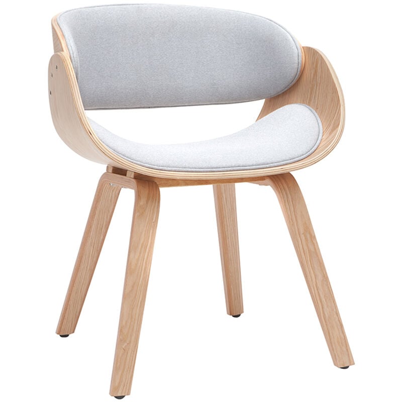 Chaise design en tissu gris et bois clair BENT