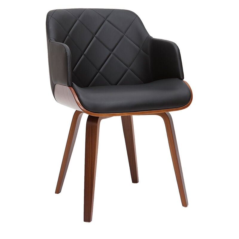 Miliboo - Chaise design noir et bois foncé lucien