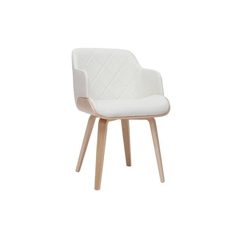 Miliboo - Chaise design blanc et bois clair lucien