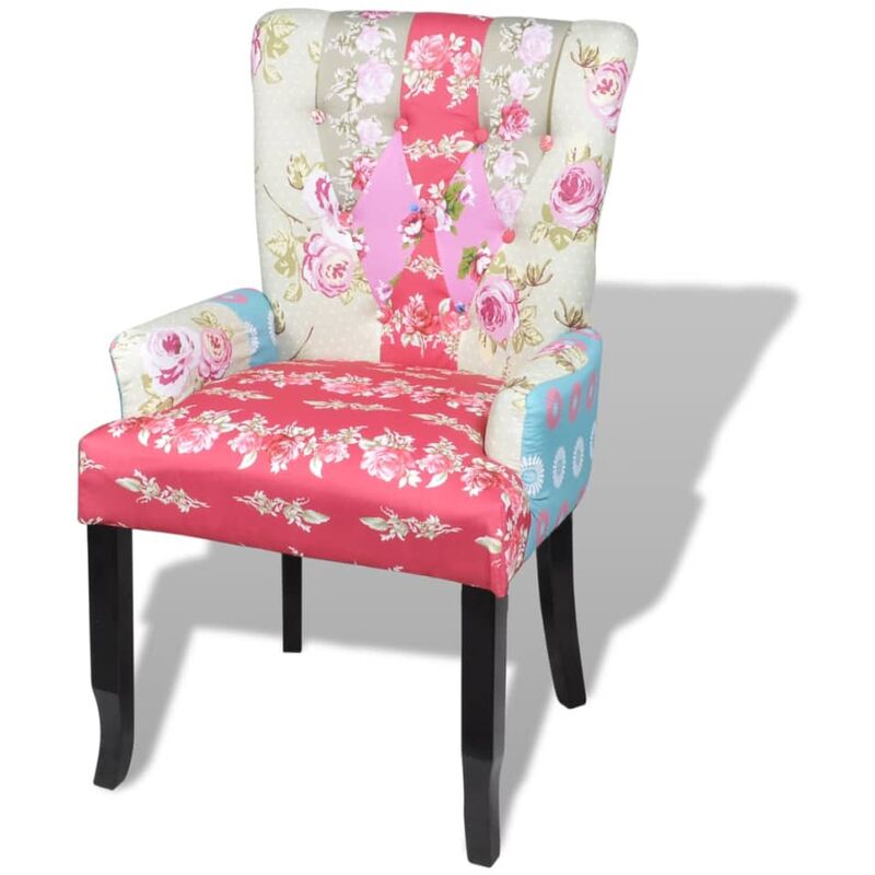 Fauteuil en style français avec design de patchwork Tissu