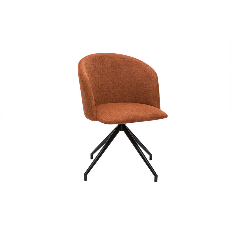 Miliboo - Chaise design pivotante 360° en tissu effet velours texturé terre brulée et métal noir vanity