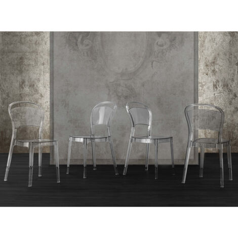 Chaise design polycarbonate transparent Kelly - Lot de 4