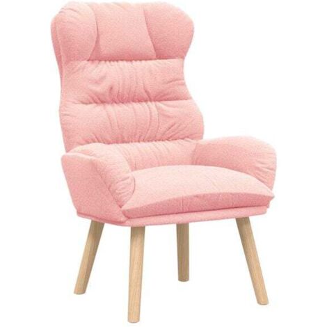 Chaise Design Rose en Tissu Fourrure Neige – Dimensions 69 x 74 x 93 cm – Siège Moderne pour Salon, Chambre ou Bureau