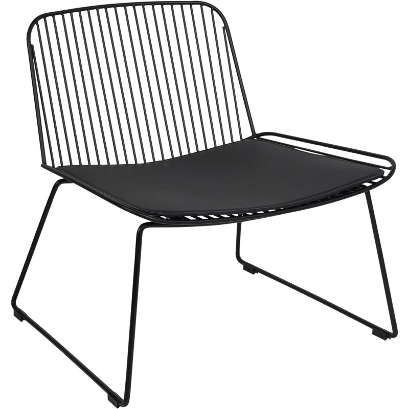 Beliani - Chaise Design Sans Accoudoirs Assise en Cuir pu et Structure Dossier en Fil Métal Noir Snorum