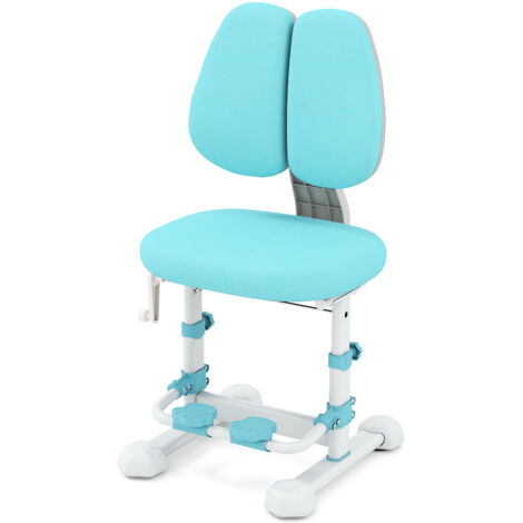 Chaise d'Étude pour Enfants 3 Ans+, Ergonomique avec Dossier Réglable, Repose-Pieds, Hauteur et Profondeur de Siège Ajustables, Sans Accoudoirs, Bleu