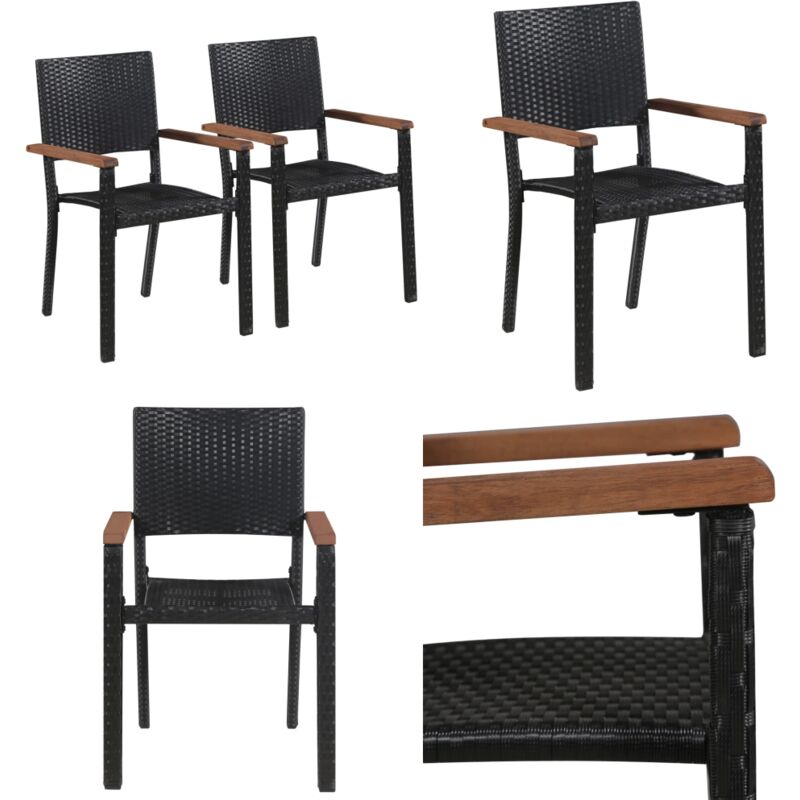 Chaise d'extérieur lot de 2 Résine tressée Noir - Chaises De Jardin - Chaise Extérieure - Mobilier De Jardin - Chaise Design - Chaise En Résine