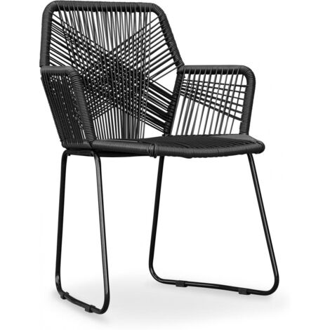 Chaise d'extérieur - avec accoudoirs - Chaise de jardin - Frony Noir