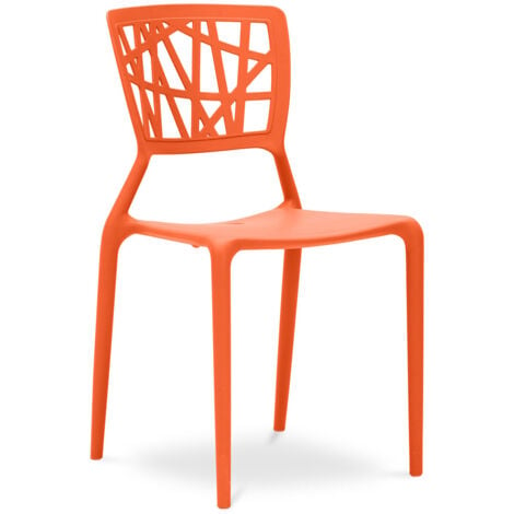 Chaise d'extérieur - Chaise de jardin design - Viena Orange clair - PP, Plastique - Orange clair