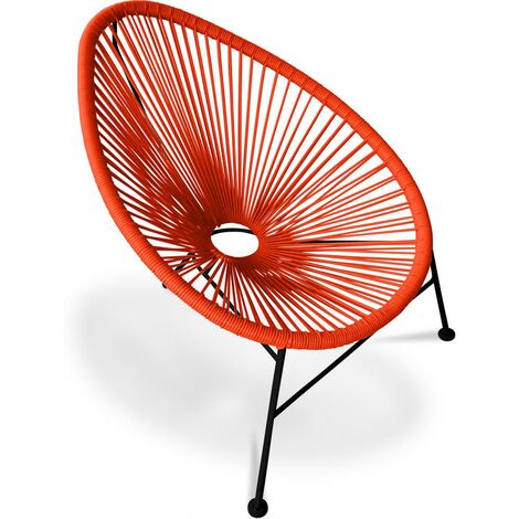 Chaise d'extérieur - Chaise de jardin d'extérieur - Acapulco Orange - Acier, Rotin synthétique, Metal, Plastique - Orange