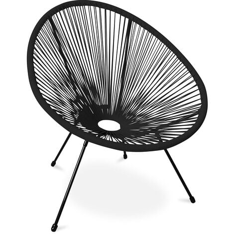 Chaise d'extérieur - Chaise de jardin - Nouvelle édition - Acapulco Noir - Acier, Rotin synthétique - Noir