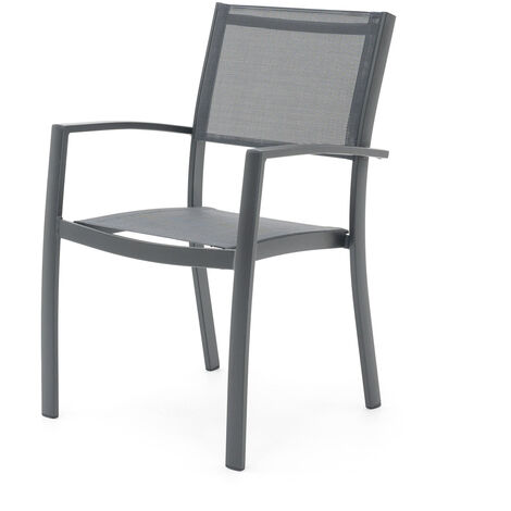 Chaise d'Extérieur Chillvert Pavia 59,3x58x88,2 cm Empilable en Aluminium et Textilène Nettoyage Facile Couleur Gris Anthracite