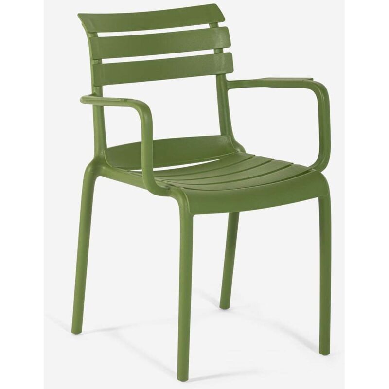 Chaise d'extérieur en polypropylène avec accoudoirs bar cuisine Satin - Vert foncé