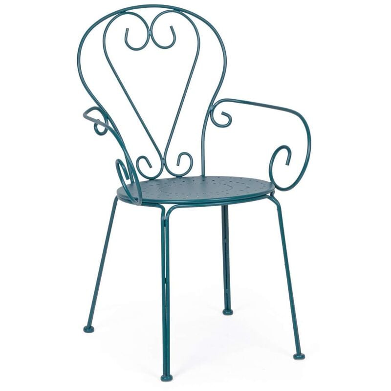 Bizzotto - chaise etienne avec accoudoirs en acier bleu océan
