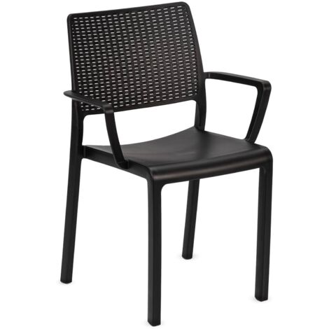 Chaise d'Extérieur Monzuno, une Chaise Empilable Fabriquée en Italie, Gris Anthracite