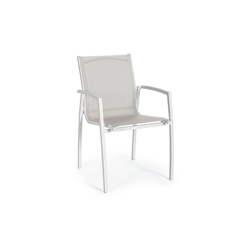 Bizzotto - Chaise Hilla White Cloud en Aluminium avec Accoudoirs