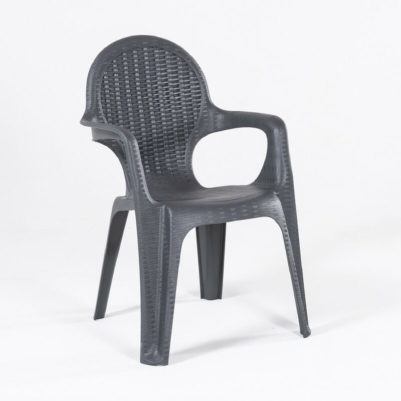 SC - Chaise d'extérieur, Empilable, Résine, Couleur Anthracite, 75x58x84 cm