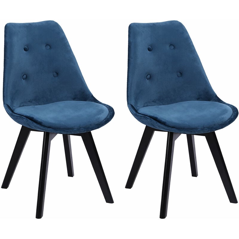 Happy Garden - Lot de 2 chaises en velours nora bleues avec coussin
